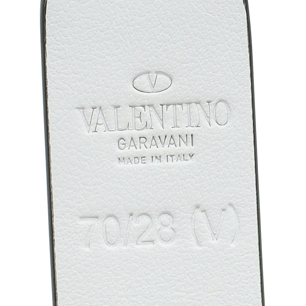 Valentino White VLogo Chain Signature 20mm Belt 28