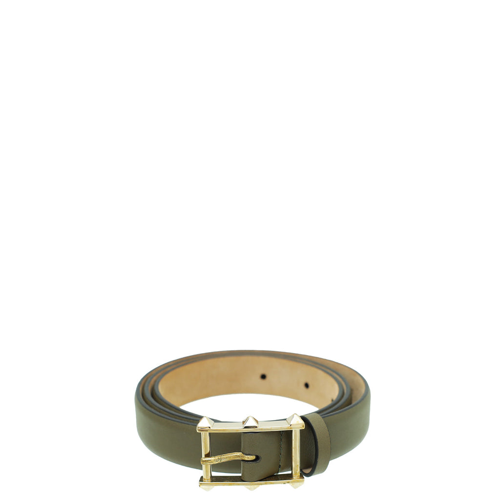 Valentino Olive Rockstud Buckle Belt 28