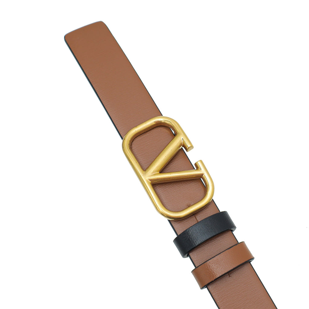 Valentino Bicolor Vlogo Slim Reversible Belt 30