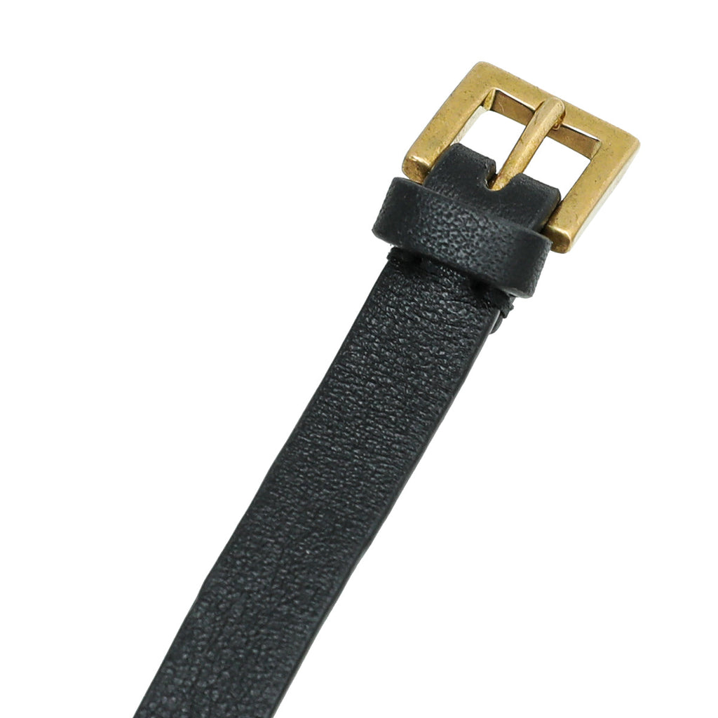 Valentino Black VLogo Leather Bracelet