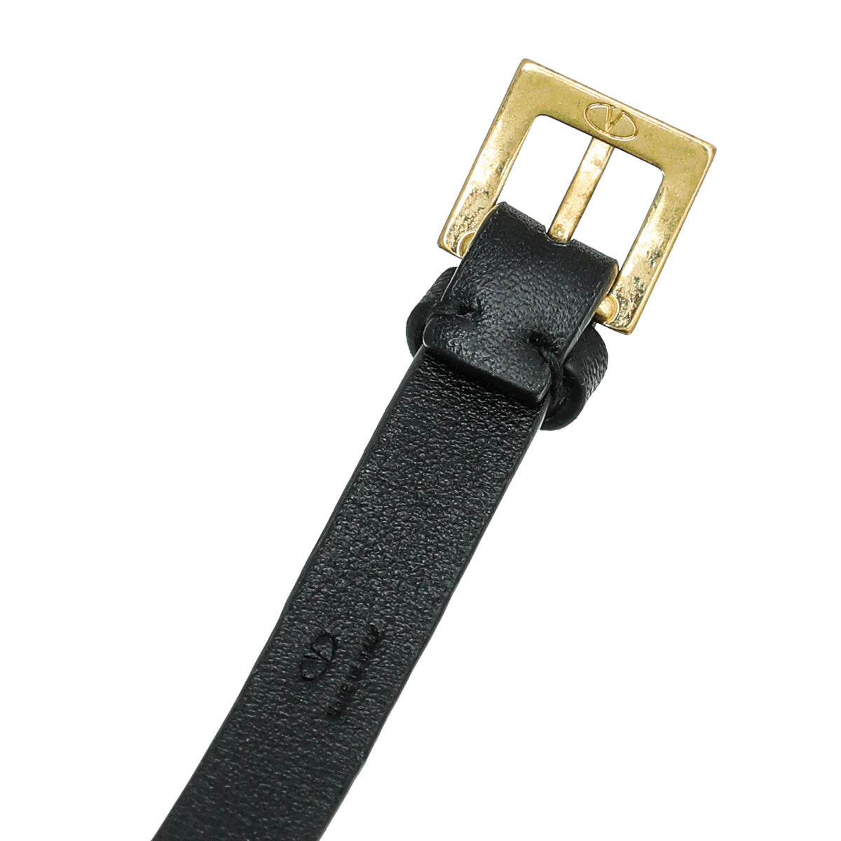 Valentino Black VLogo Leather Bracelet