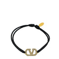 Valentino Black VLogo Crystal Cord Bracelet