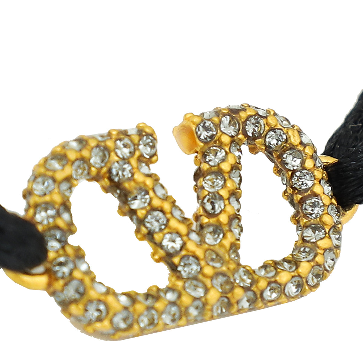 Valentino Black VLogo Crystal Cord Bracelet