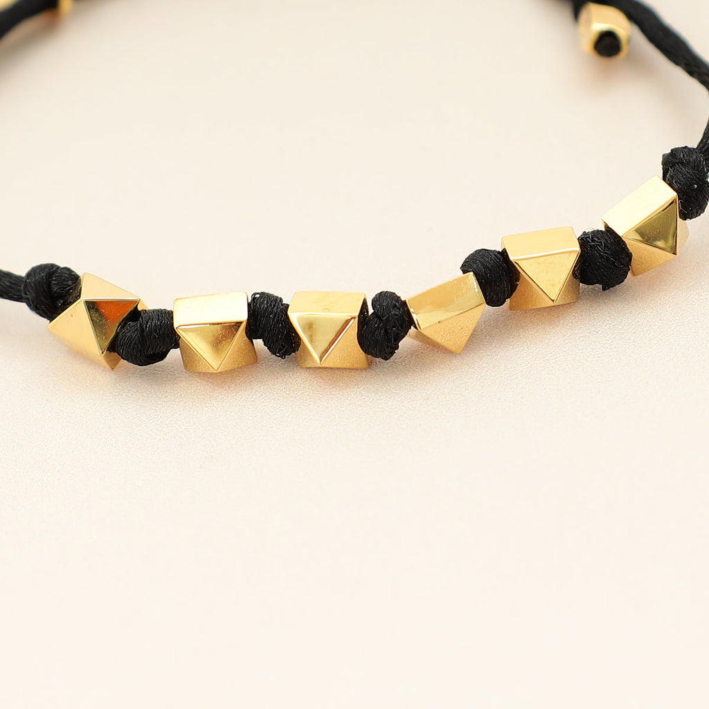 Valentino Black Rockstud Cord Adjustable Bracelet