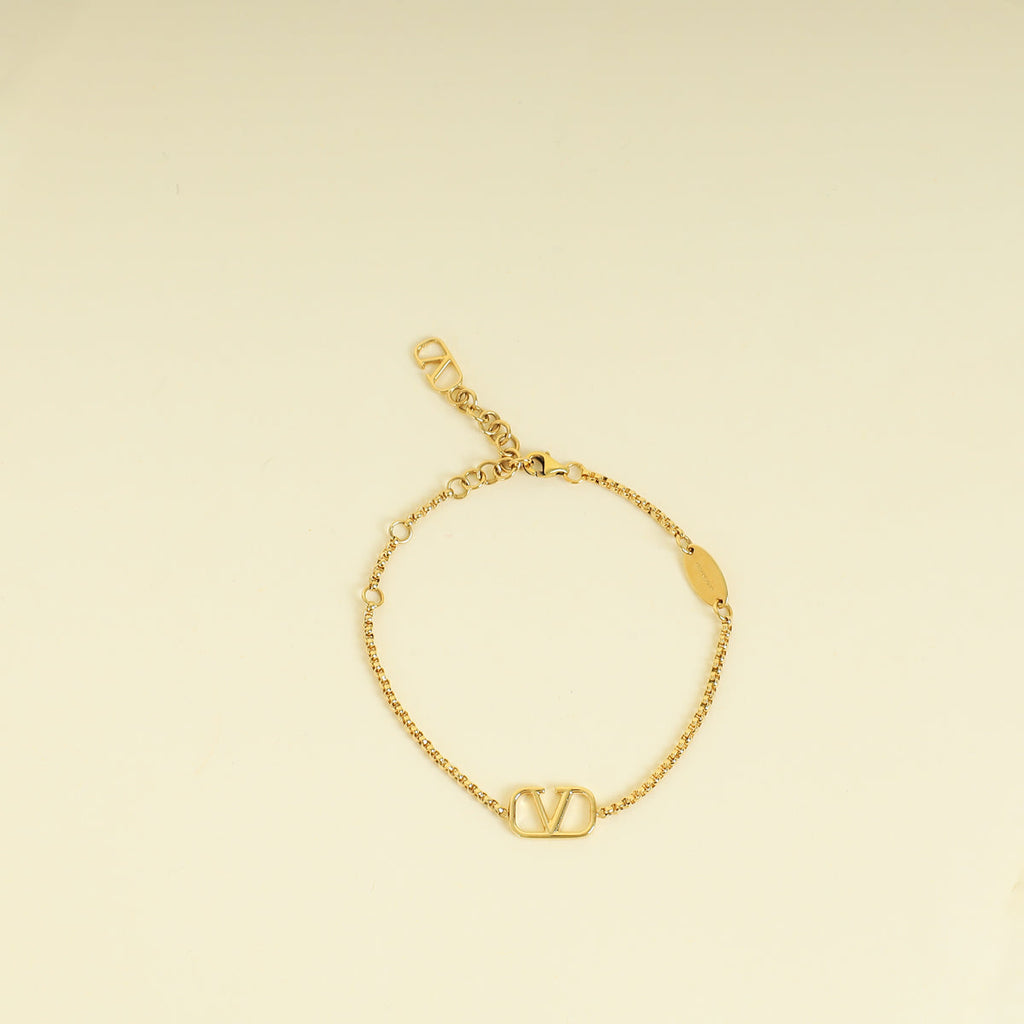 Valentino Gold Tone Vlogo Signature Metal Bracelet