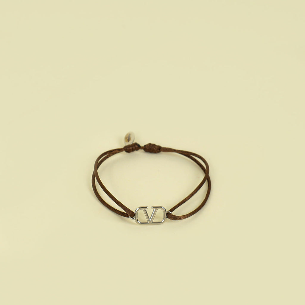 Valentino Brown Vlogo Cord Bracelet