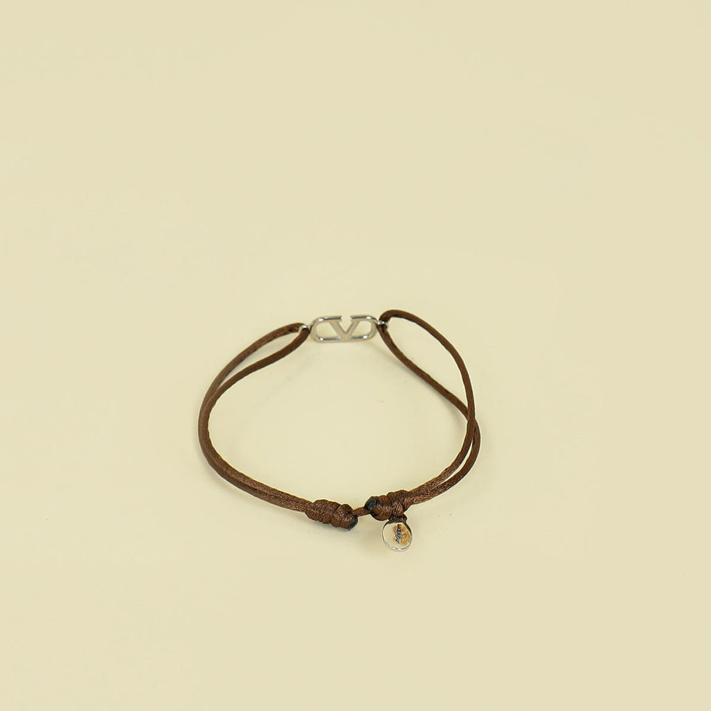 Valentino Brown Vlogo Cord Bracelet