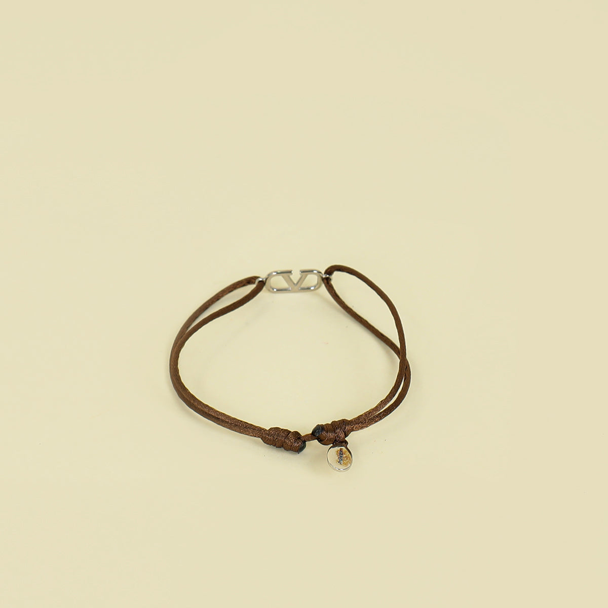 Valentino Brown Vlogo Cord Bracelet