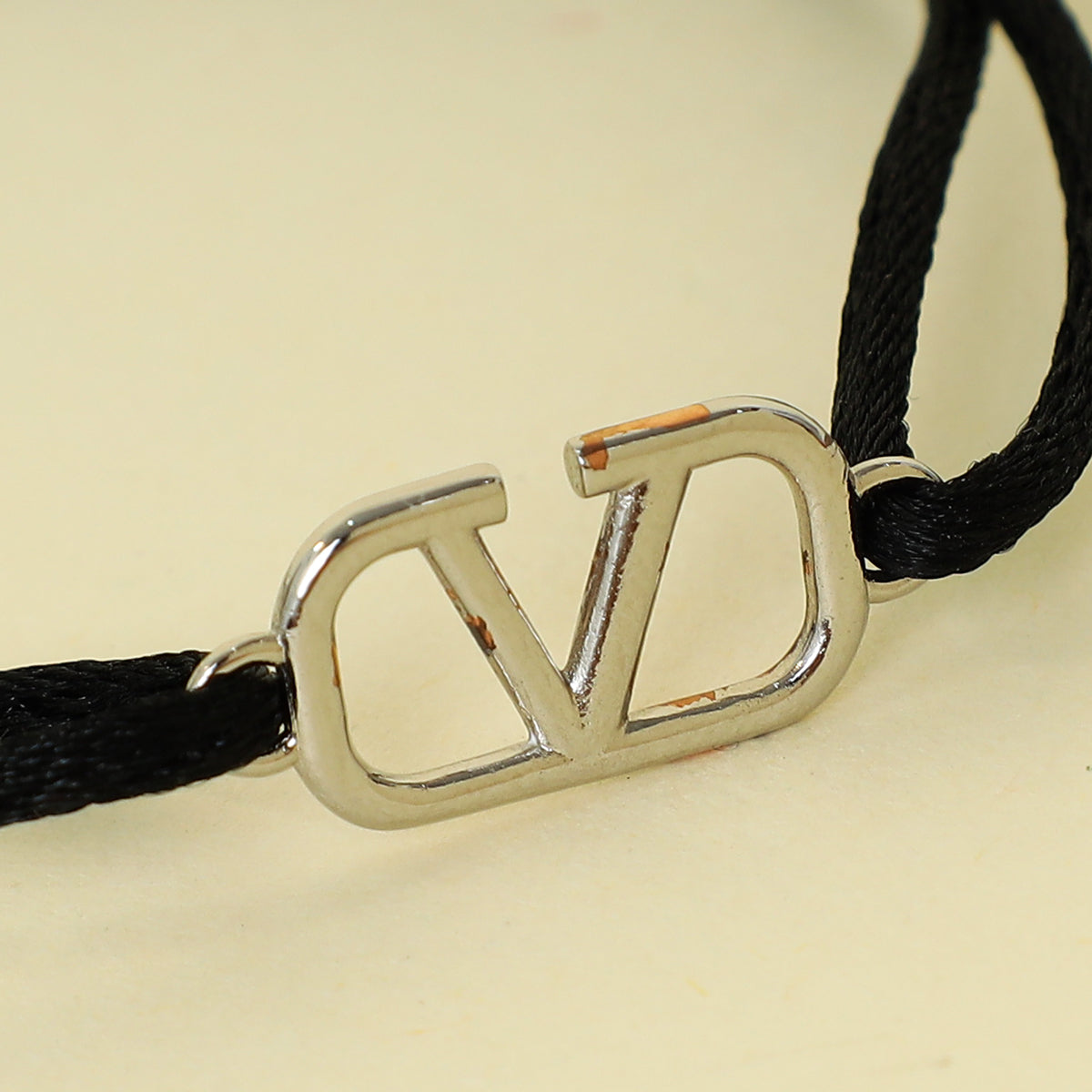 Valentino Black Vlogo Cord Bracelet
