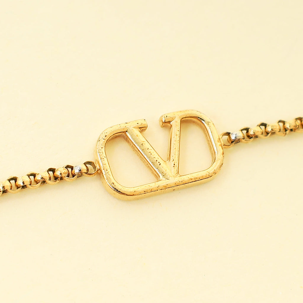 Valentino Gold Tone Vlogo Signature Metal Bracelet