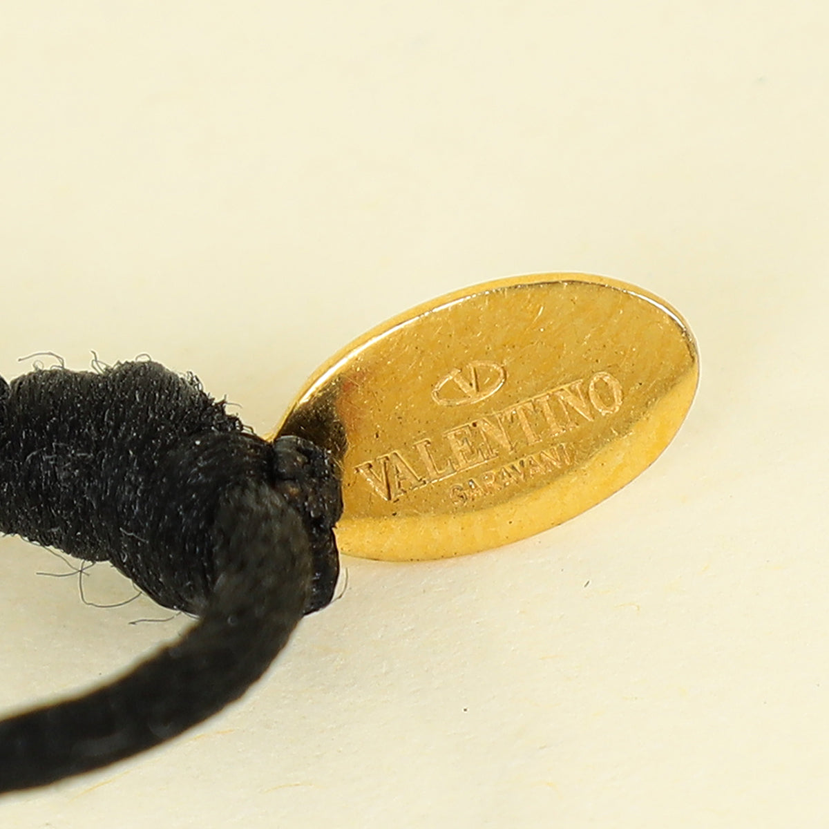 Valentino Black Vlogo Crystal Cord Bracelet