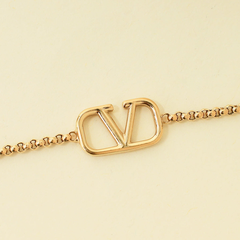 Valentino Gold Tone Vlogo Chain Bracelet