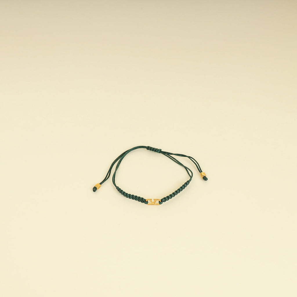 Valentino Gold VLogo Braided Cord Bracelet