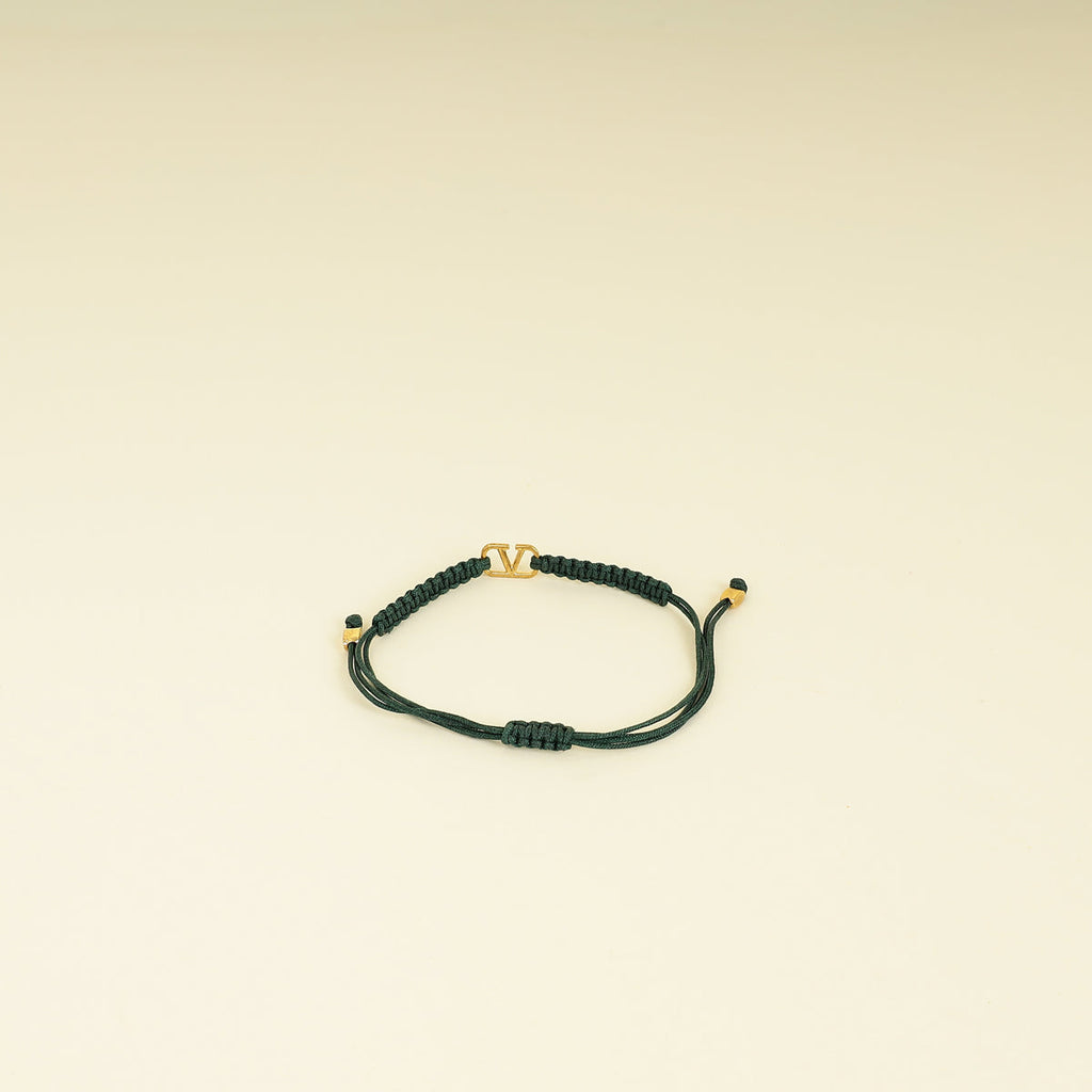 Valentino Gold VLogo Braided Cord Bracelet