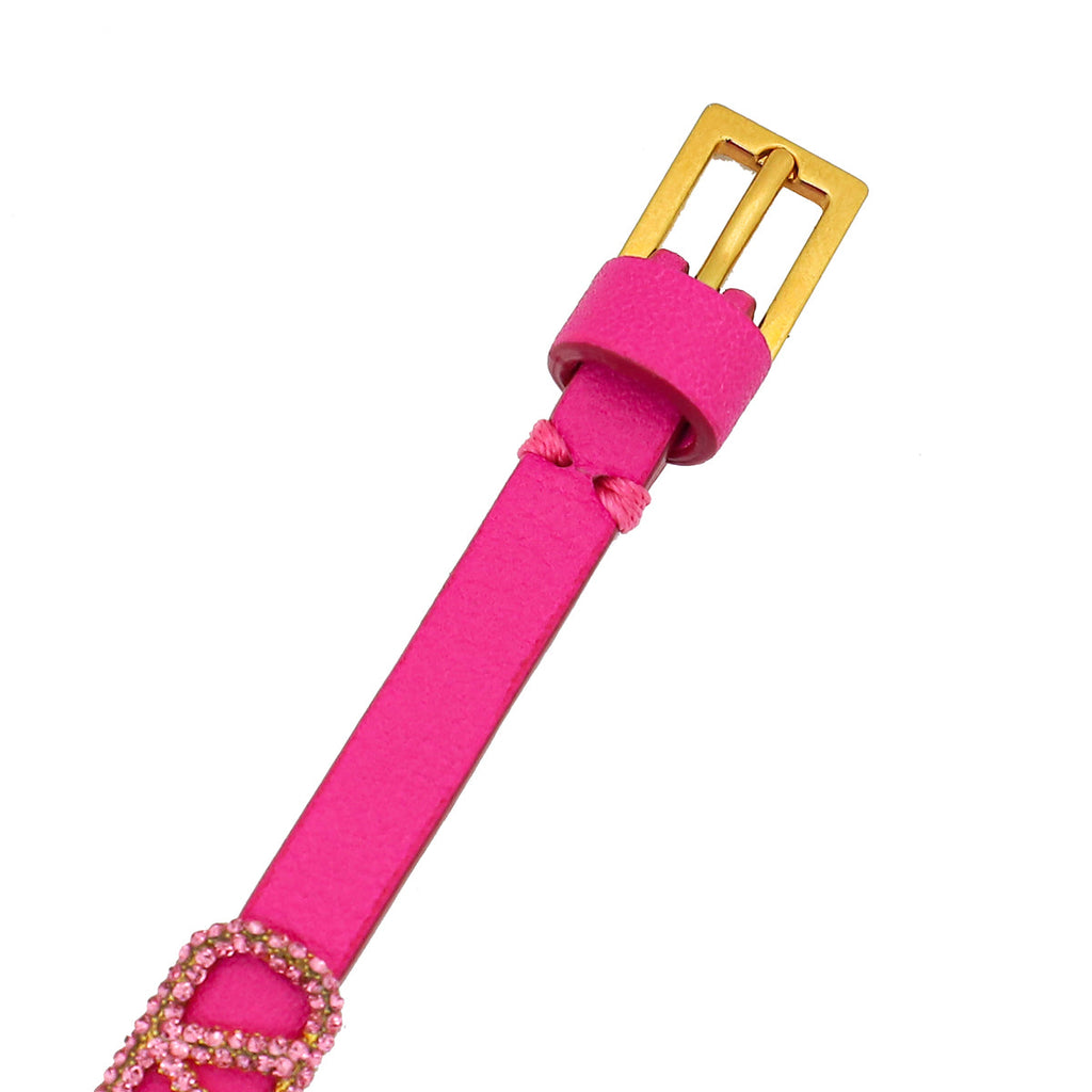Valentino Pink VLOGO Signature Strass Bracelet
