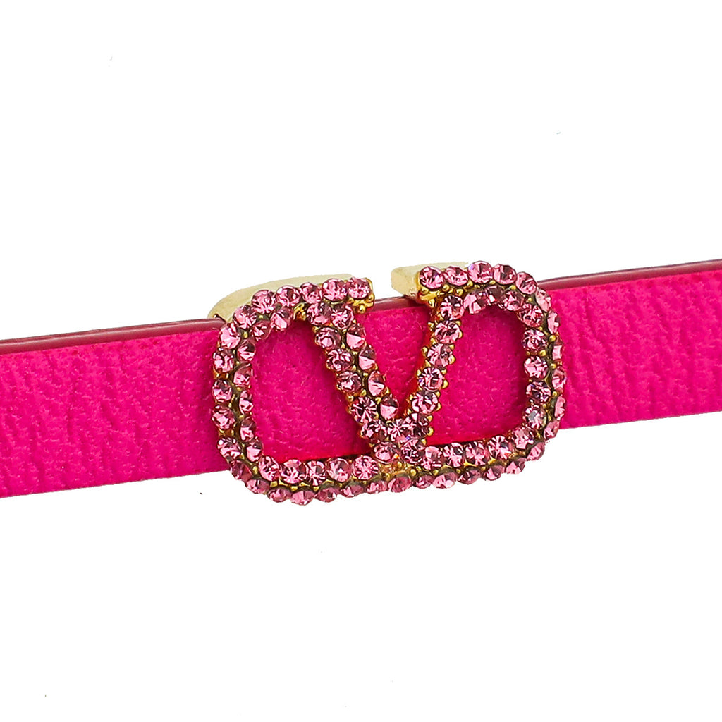Valentino Pink VLOGO Signature Strass Bracelet