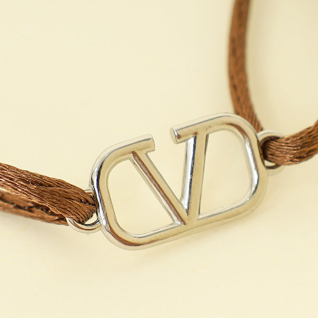Valentino Brown Vlogo Cord Bracelet