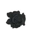 Valentino Black Crystal Studded Rose Brooch