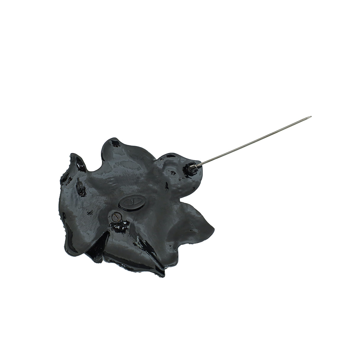 Valentino Black Crystal Studded Rose Brooch