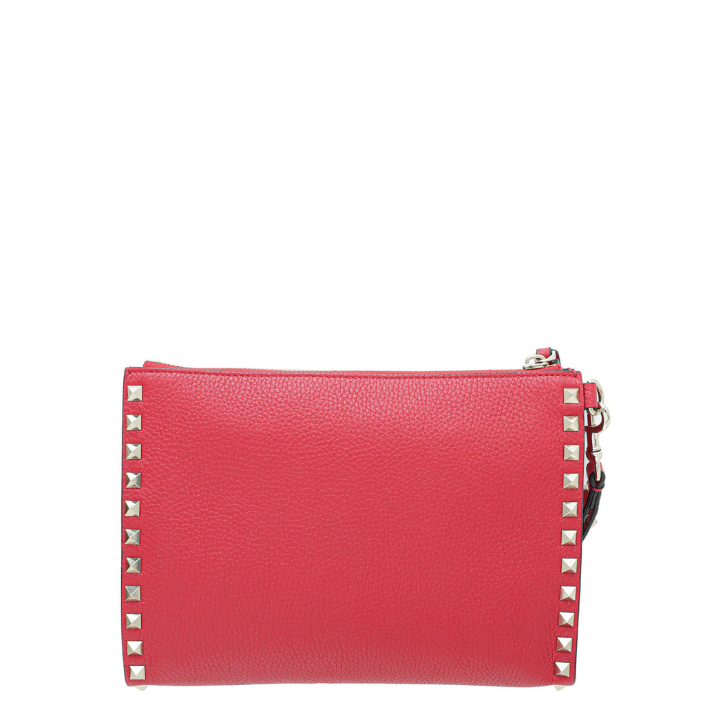 Valentino Red Rockstud Medium Pouch