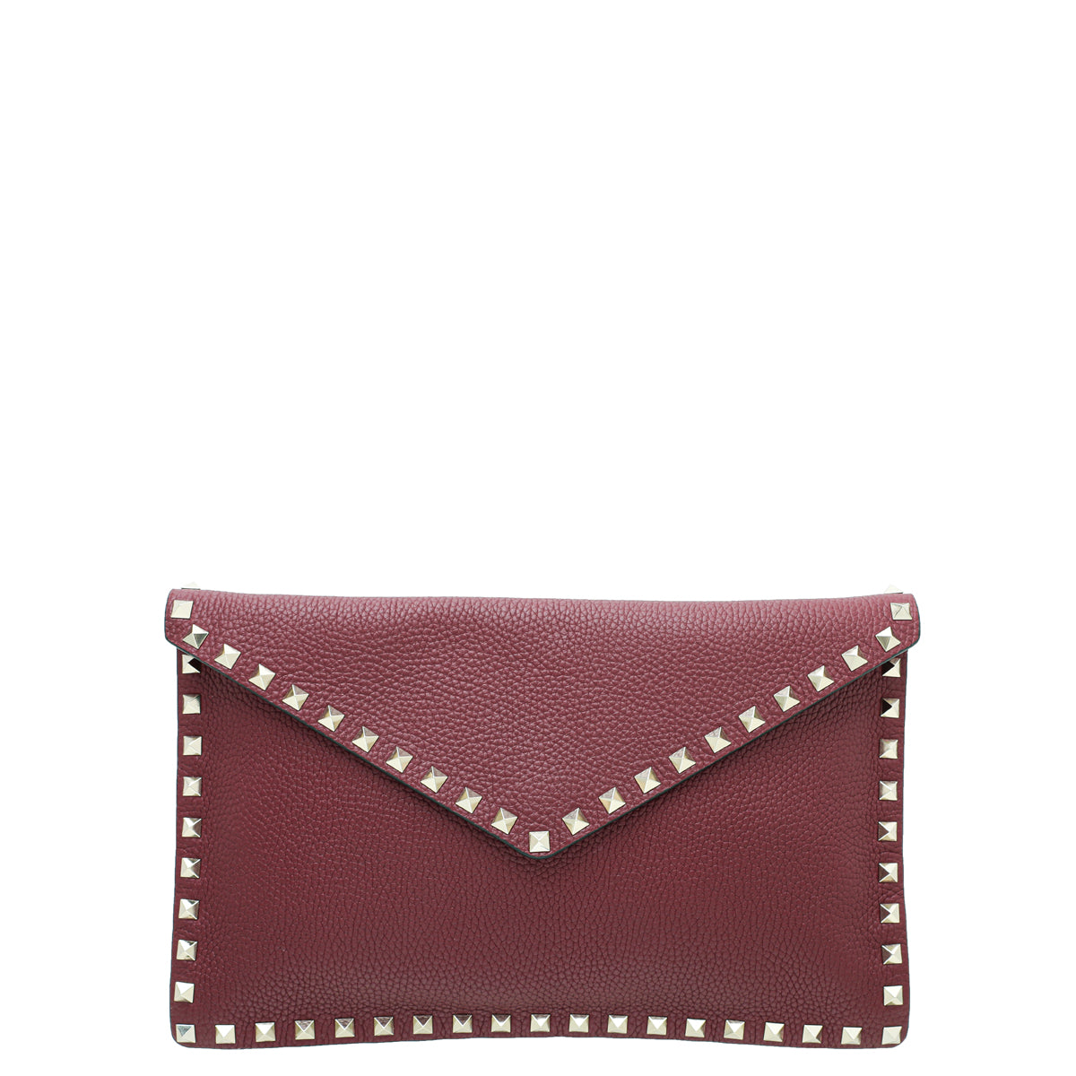 Valentino Burgundy Rockstud Envelope Flap Large Pouch