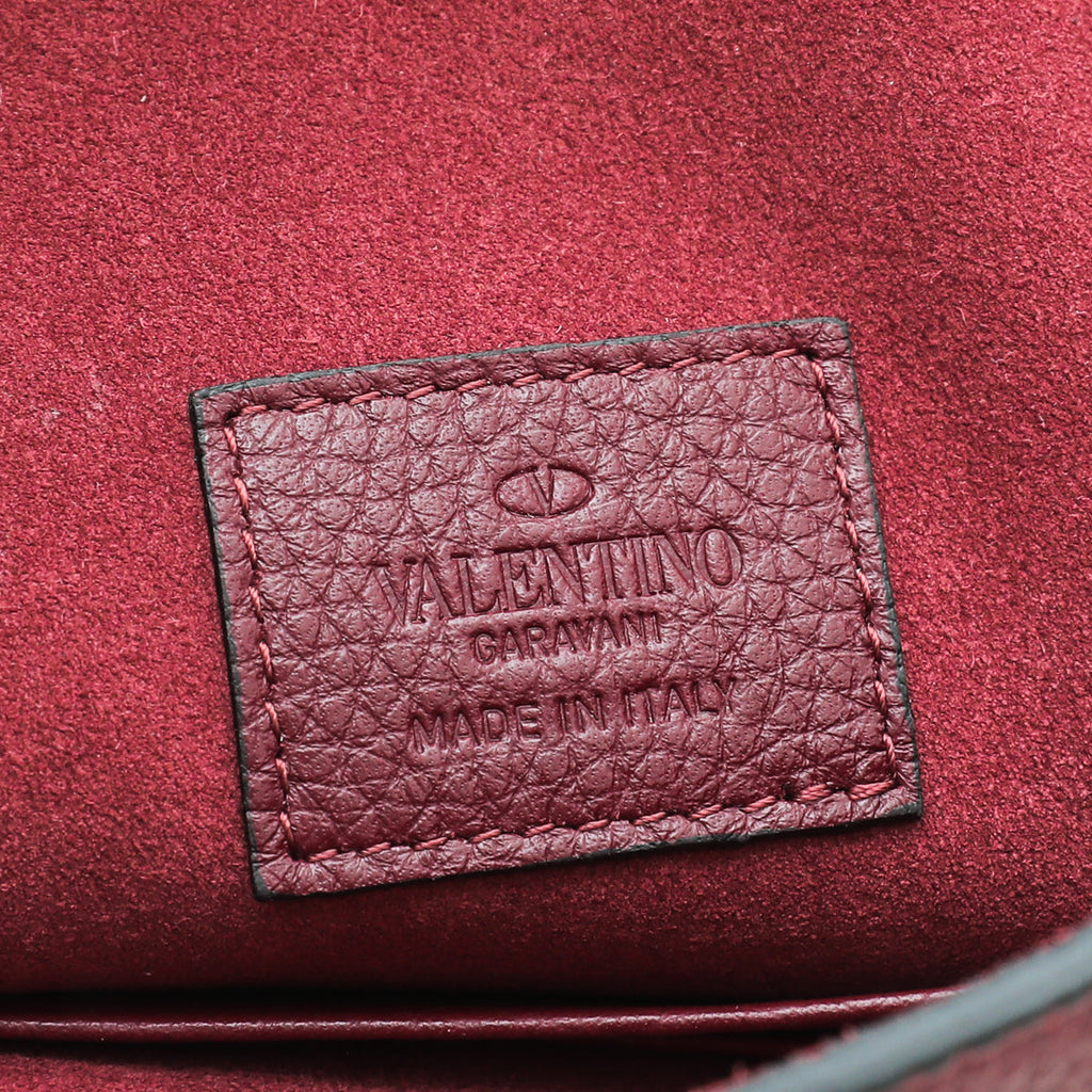 Valentino Burgundy Rockstud Envelope Flap Large Pouch