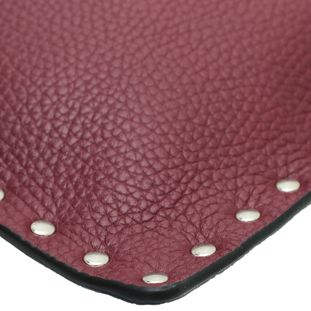 Valentino Burgundy Rockstud Envelope Flap Large Pouch