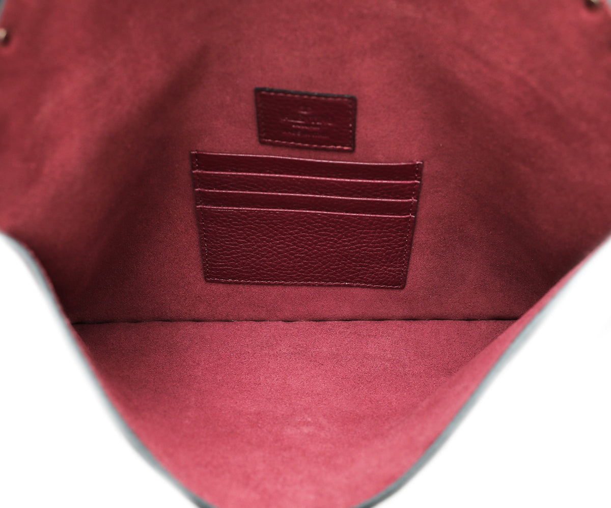 Valentino Burgundy Rockstud Envelope Flap Large Pouch