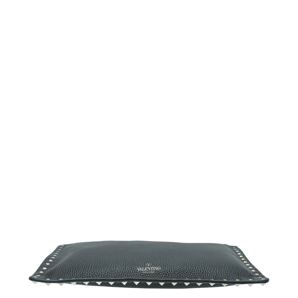 Valentino Black Rockstud Medium Zip Pouch