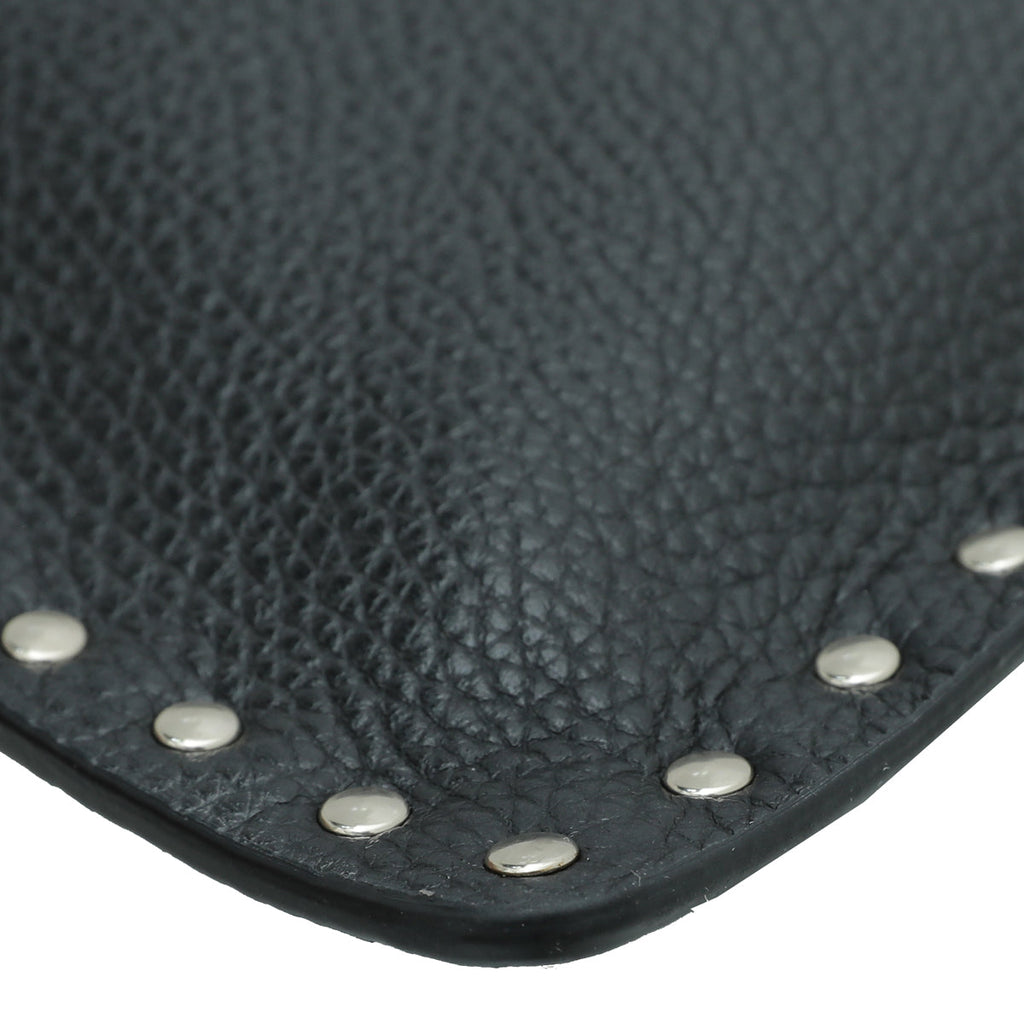 Valentino Black Rockstud Medium Zip Pouch