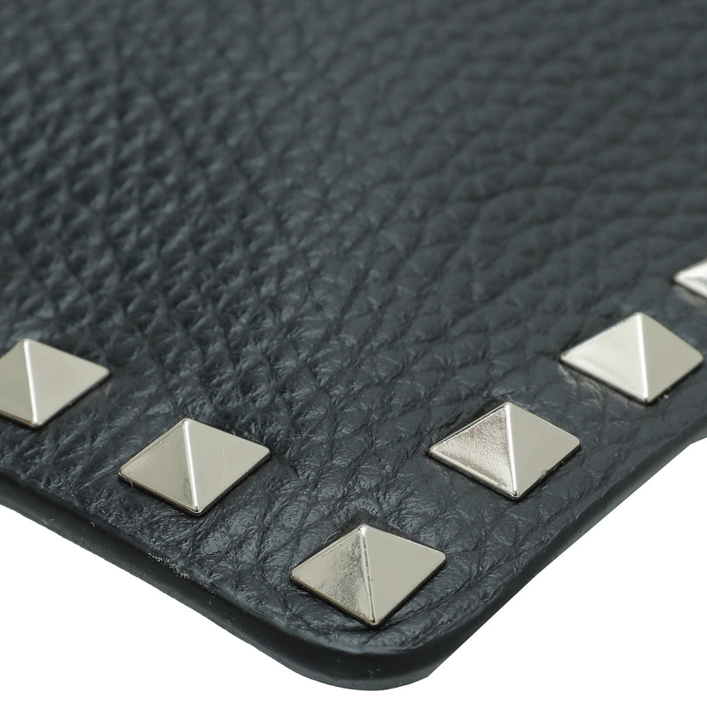Valentino Black Rockstud Medium Zip Pouch