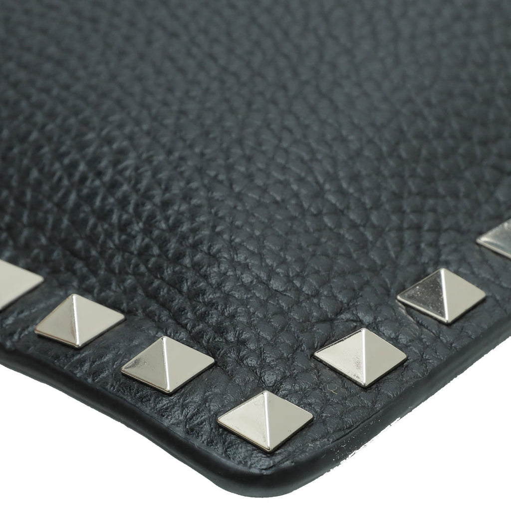 Valentino Black Rockstud Medium Zip Pouch