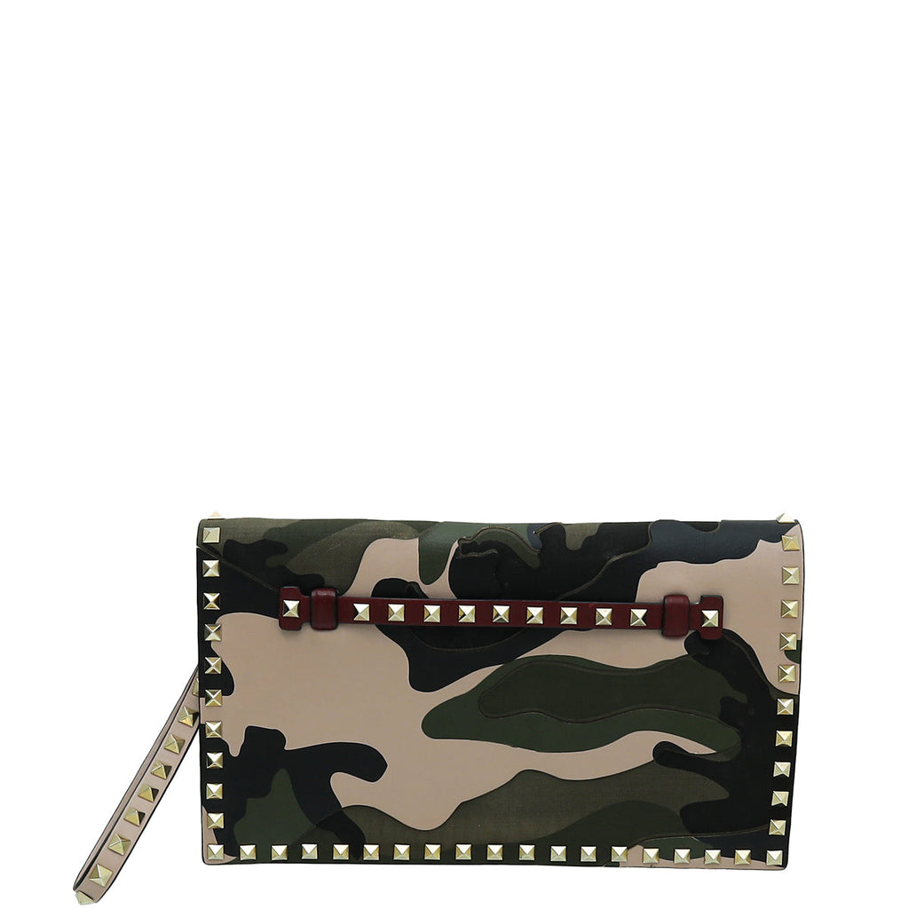 Valentino Camouflage Rockstud Wristlet Clutch