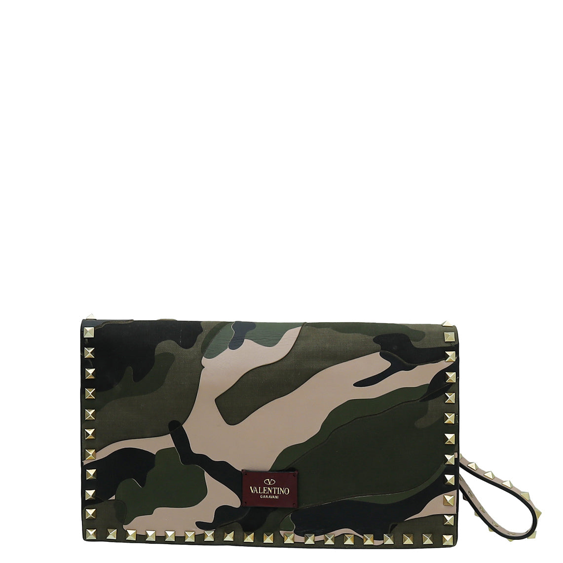 Valentino Camouflage Rockstud Wristlet Clutch