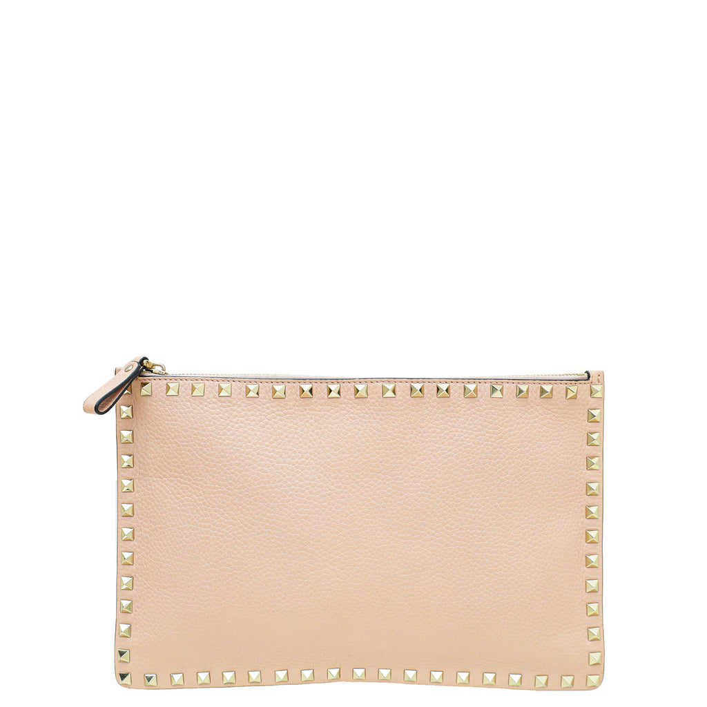 Valentino Light Pink Rockstud Flat Pouch