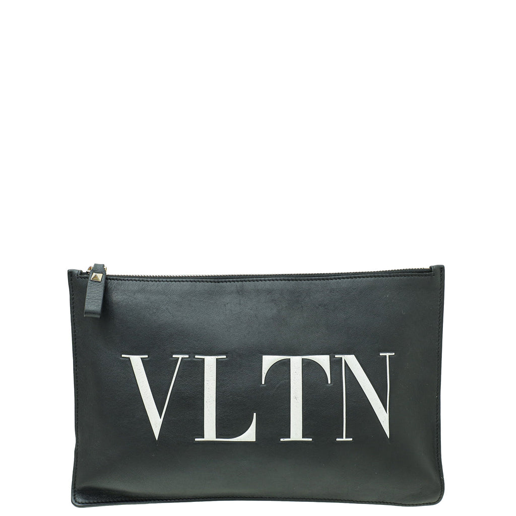 Valentino Black VLTN Zip Clutch