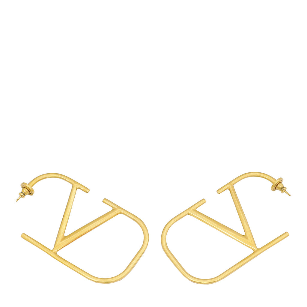 Valentino Gold Finish VLogo Signature Earrings