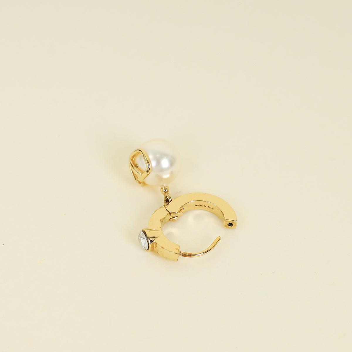 Valentino Gold Vlogo Pearl Drop Hoop Earrings