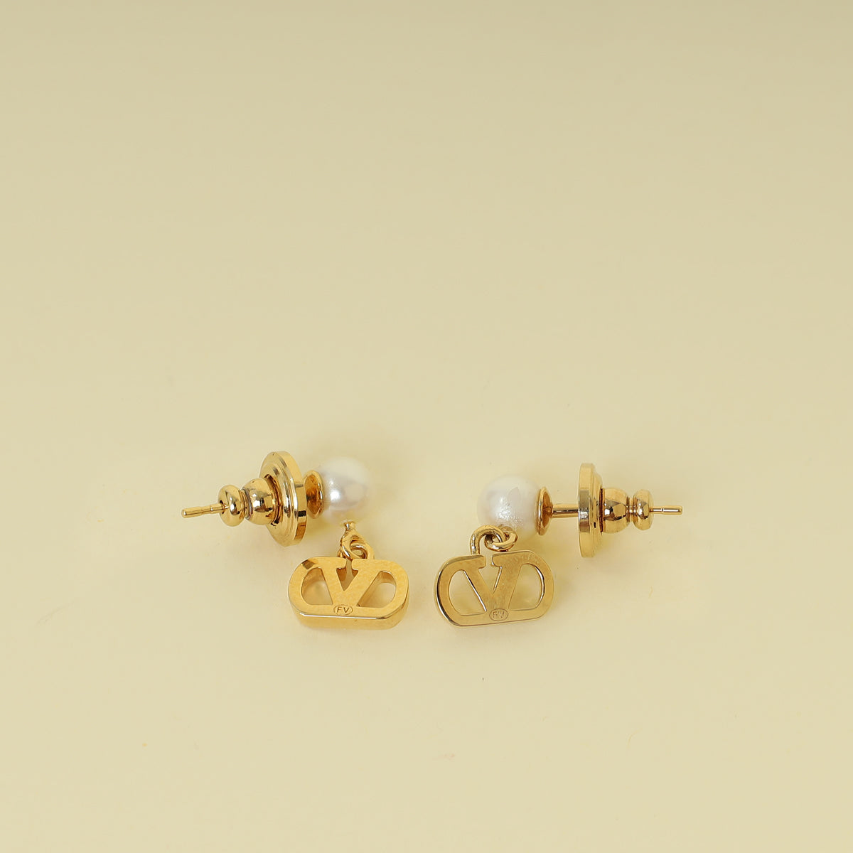 Valentino Gold VLOGO Signature Metal and Pearl Earrings
