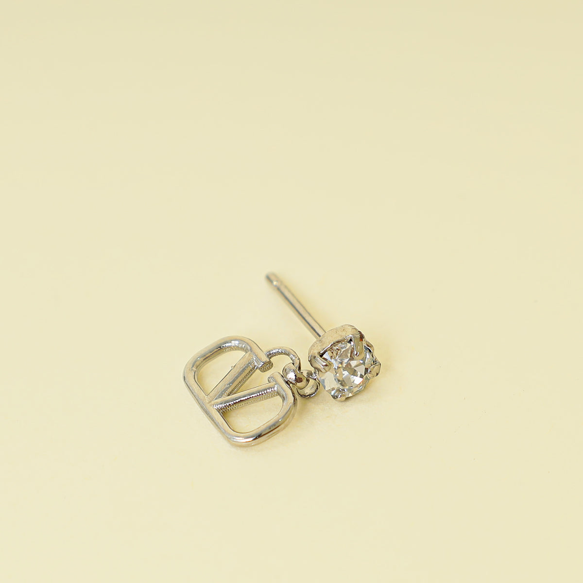 Valentino Silver Tone Vlogo Drop Earrings