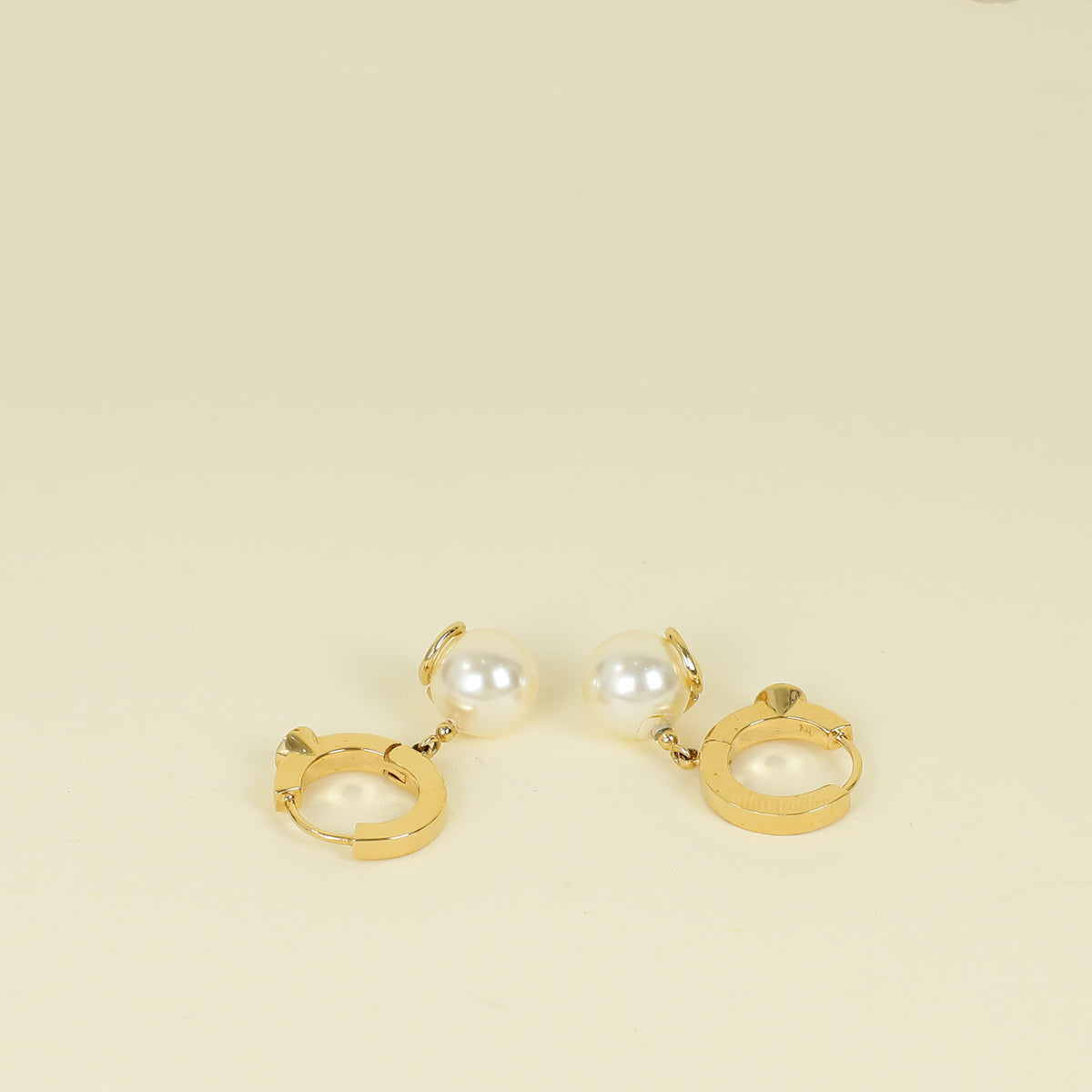 Valentino Gold VLogo Signature Crystal & Pearl Drop Hoop Earrings