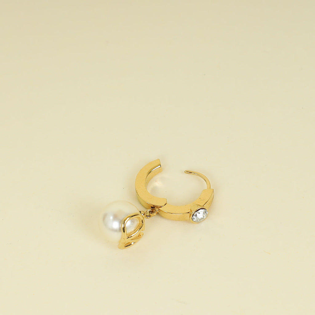 Valentino Gold VLogo Signature Crystal & Pearl Drop Hoop Earrings