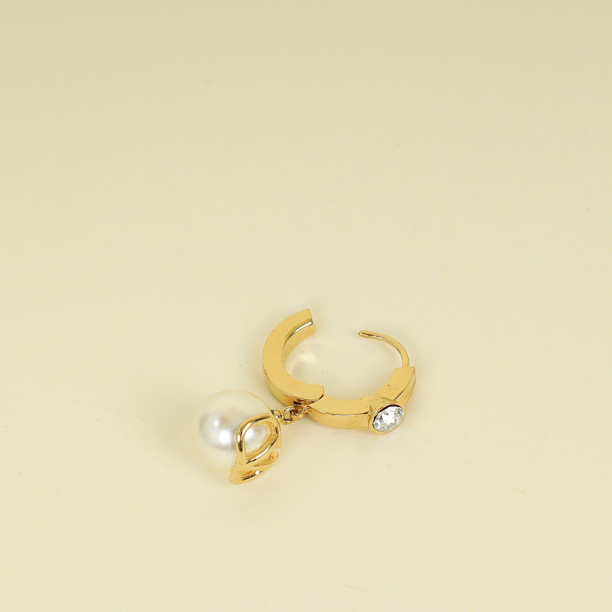 Valentino Gold VLogo Signature Crystal & Pearl Drop Hoop Earrings
