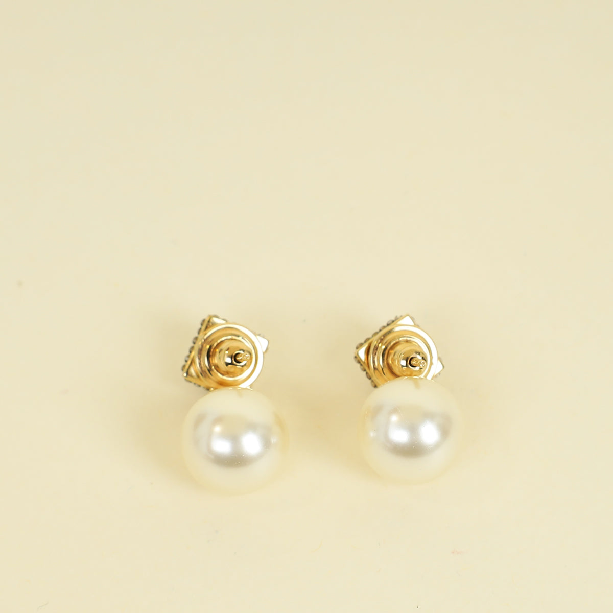 Valentino Gold Rockstud Pearl Drop Earrings