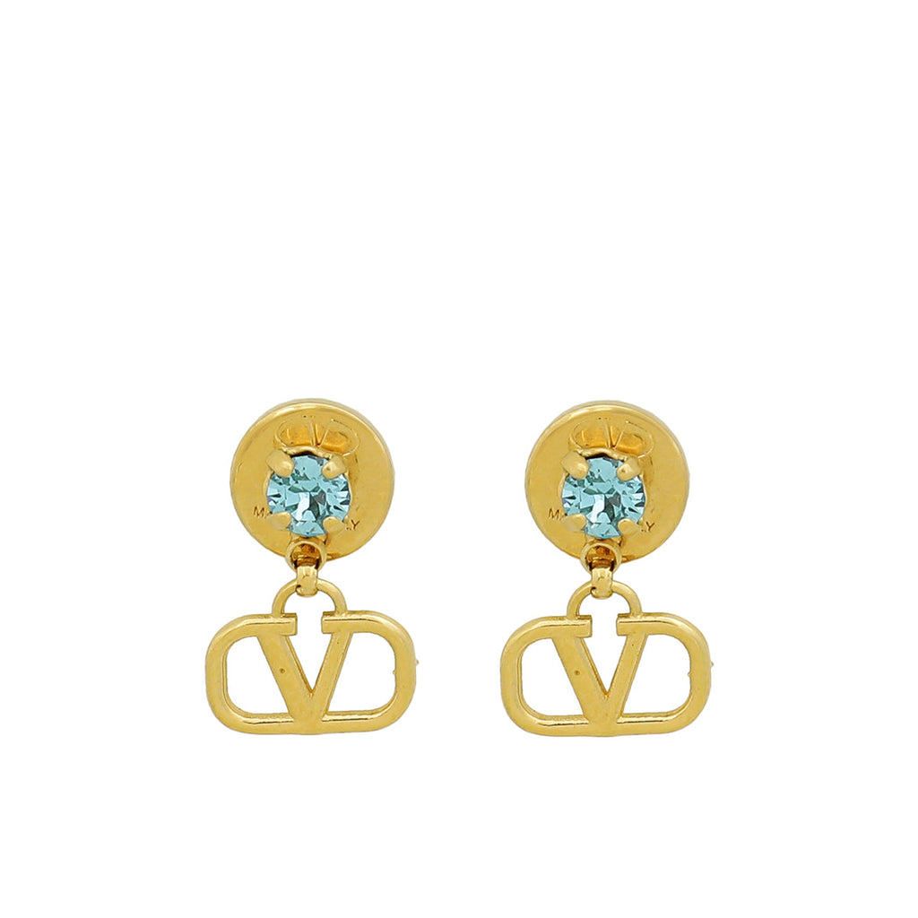 Valentino Gold Finish VLogo Signature Earrings