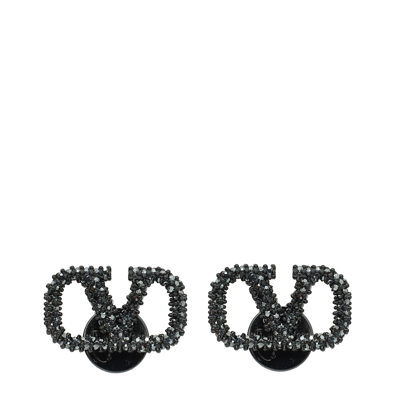 Valentino Black Vlogo Strass Stud Earrings