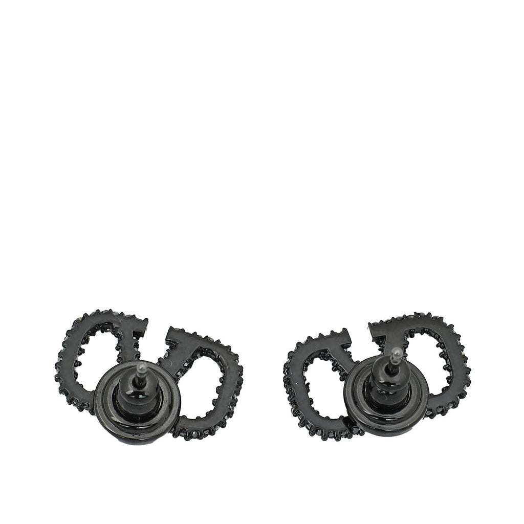 Valentino Black Vlogo Strass Stud Earrings