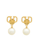 Valentino Gold VLogo Signature Swarovski Pearl Earrings