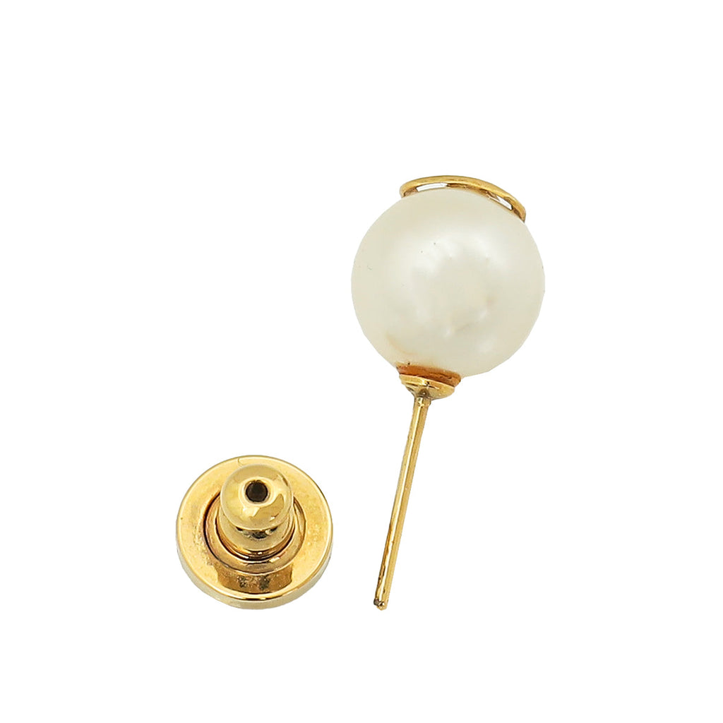 Valentino Gold Finish Vlogo Signature Pearl Earring