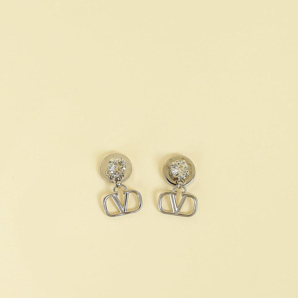 Valentino Silver Vlogo Earrings